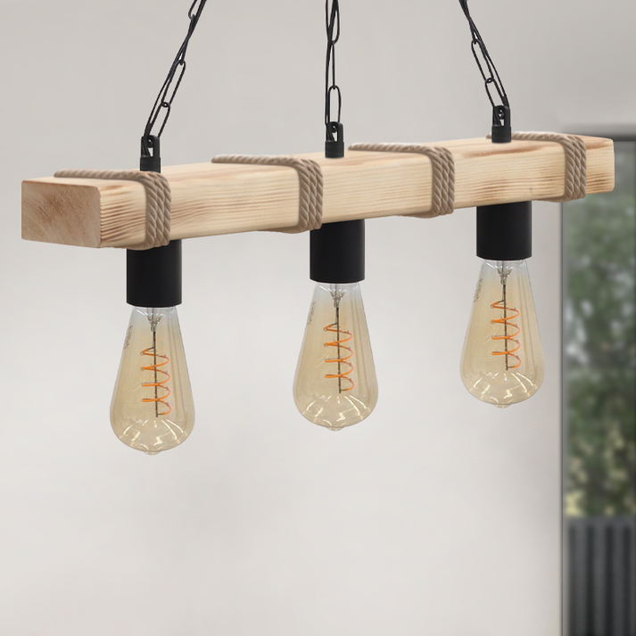 Φωτιστικό οροφής Vero E27 ξύλινο τρίφωτο χρώμα φυσικό 50x8x65εκ.