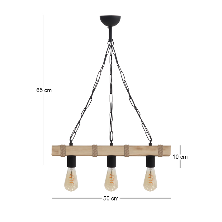 Φωτιστικό οροφής Vero E27 ξύλινο τρίφωτο χρώμα φυσικό 50x8x65εκ.