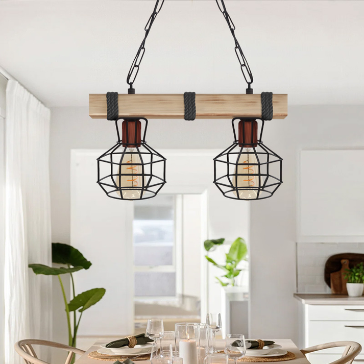 Φωτιστικό οροφής Lumenia E27 ξύλινο - μεταλλικό δίφωτο χρώμα φυσικό - μαύρο 40x14x80εκ.