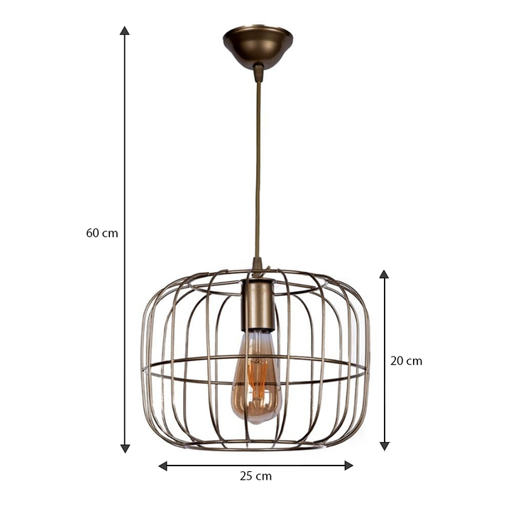 Φωτιστικό οροφής Cassie E27 μεταλλικό μονόφωτο χρώμα χρυσό Ø25x60εκ.