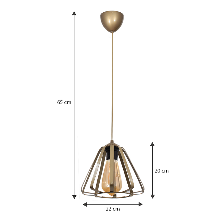 Φωτιστικό οροφής Teresa E27 μεταλλικό μονόφωτο χρώμα χρυσό Ø22x65εκ.