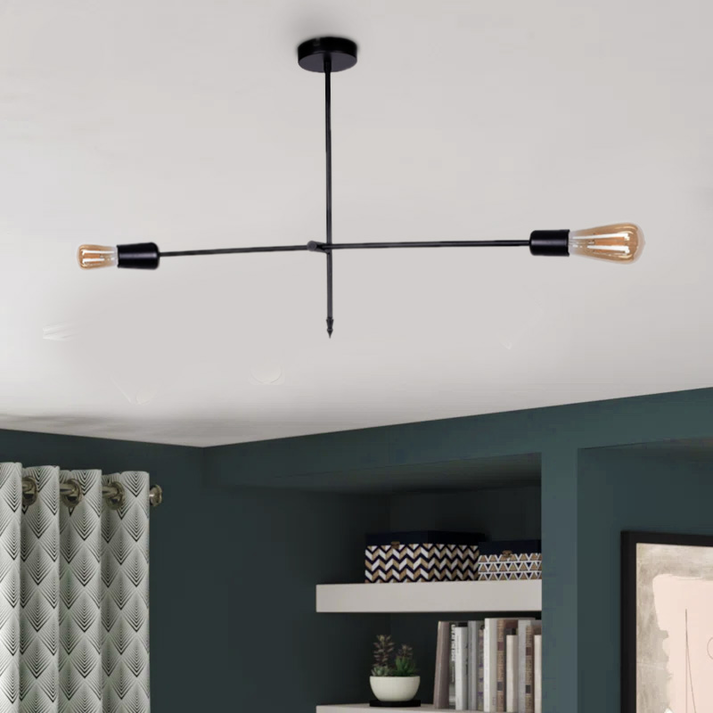 Φωτιστικό οροφής Nimo E27 μεταλλικό δίφωτο χρώμα μαύρο 92x12x57εκ.