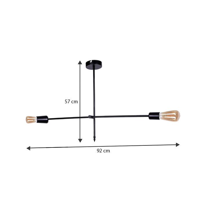 Φωτιστικό οροφής Nimo E27 μεταλλικό δίφωτο χρώμα μαύρο 92x12x57εκ.
