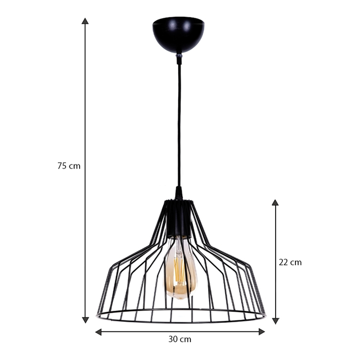 Φωτιστικό οροφής Arezzo E27 μεταλλικό μονόφωτο χρώμα μαύρο Ø30x75εκ.