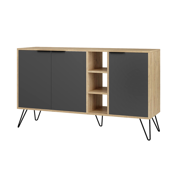 Μπουφές Clara χρώμα φυσικό οξιάς - ανθρακί 142x35,6x83εκ.