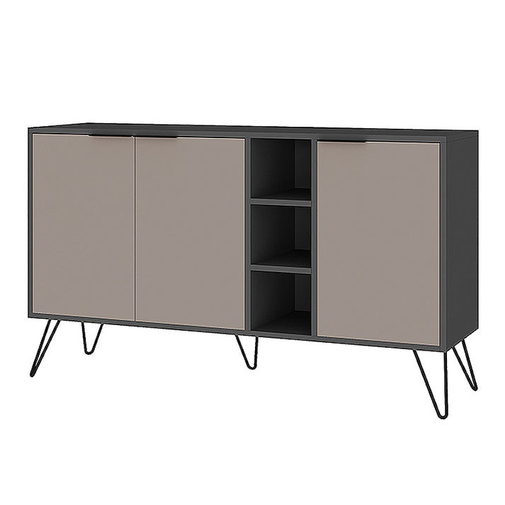 Μπουφές Clara χρώμα ανθρακί - ανοιχτή μόκα 142x35,6x83εκ.