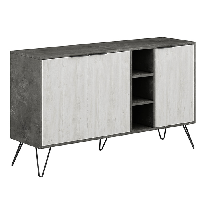 Μπουφές Clara χρώμα γκρι ρετρό - λευκό αντικέ 142x35,6x83εκ.