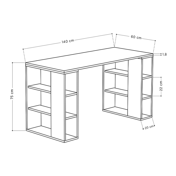 Γραφείο εργασίας Colmar χρώμα λευκό 140x60x75εκ
