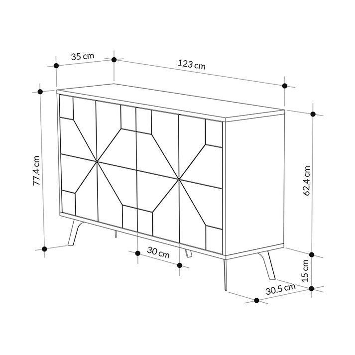 Μπουφές Dune χρώμα φυσικό οξιάς 123x35x77,4εκ.