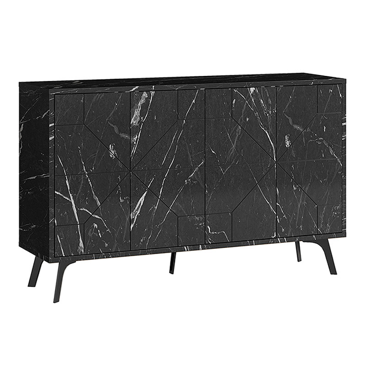 Μπουφές Dune χρώμα μαύρο εφέ μαρμάρου 123x35x77,4εκ.