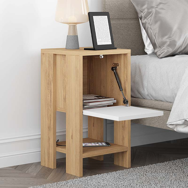 Κομοδίνο Ema χρώμα sapphire oak - λευκό 30x30x55εκ.