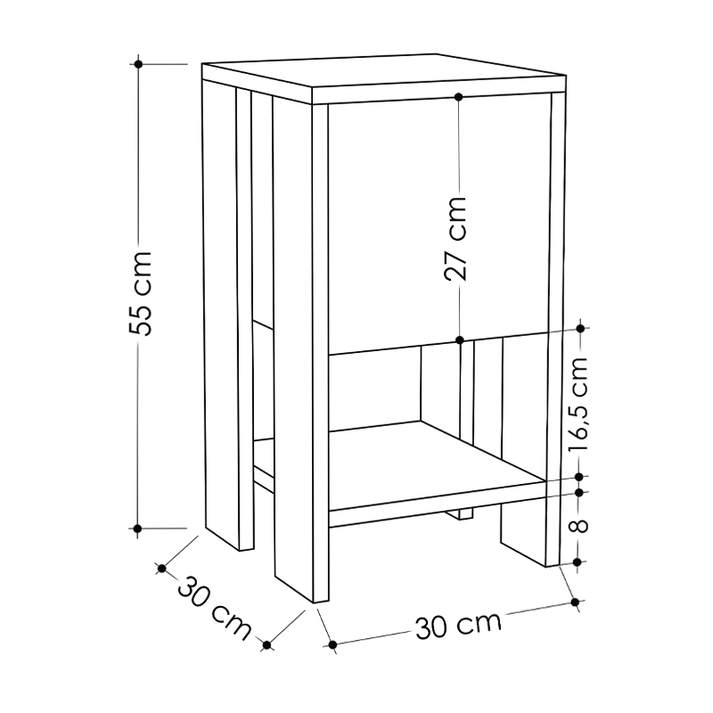 Κομοδίνο Ema χρώμα sapphire oak - λευκό 30x30x55εκ.