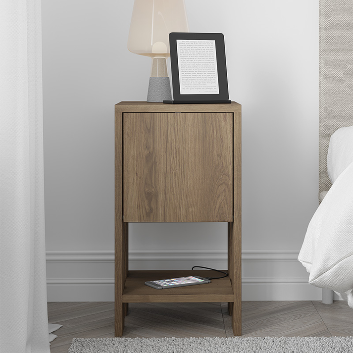 Κομοδίνο Ema χρώμα ανοιχτό καρυδί 30x30x55εκ.