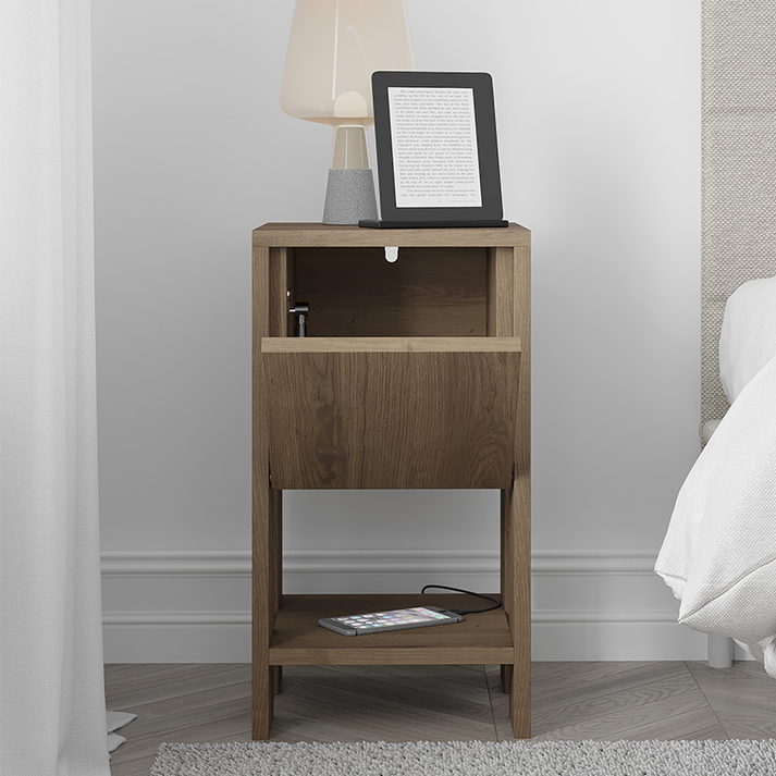 Κομοδίνο Ema χρώμα ανοιχτό καρυδί 30x30x55εκ.