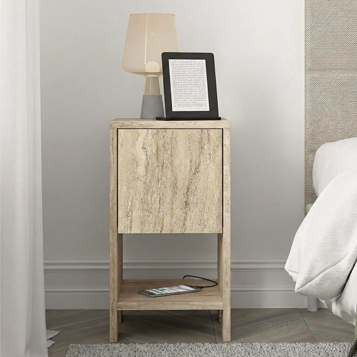 Κομοδίνο Ema χρώμα travertine 30x30x55εκ.