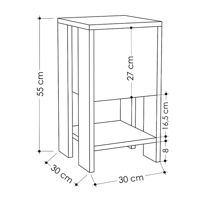 Κομοδίνο Ema χρώμα travertine 30x30x55εκ.