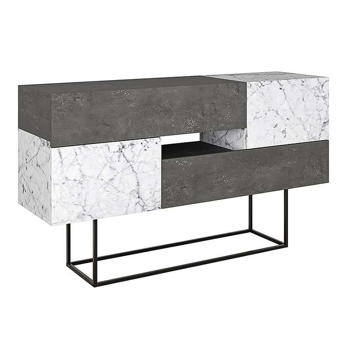 Μπουφές Eros γκρι ρετρό - λευκό εφέ μαρμάρου 145x40x82εκ.