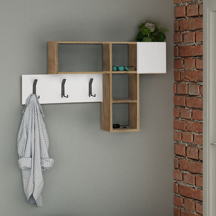 Κρεμάστρα τοίχου Game χρώμα φυσικό οξιάς - λευκό 99,5x15x61εκ.