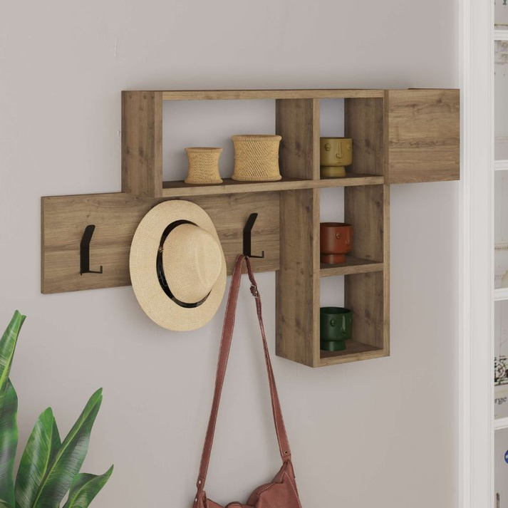 Κρεμάστρα τοίχου Game χρώμα ανοιχτό καρυδί 99,5x15x61εκ.