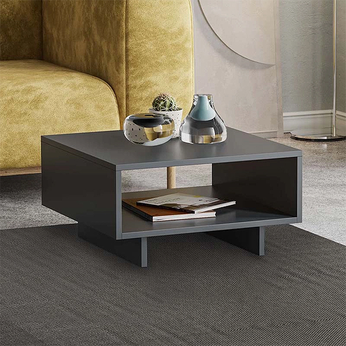 Τραπεζάκι σαλονιού Hola χρώμα ανθρακί 60x60x32εκ.