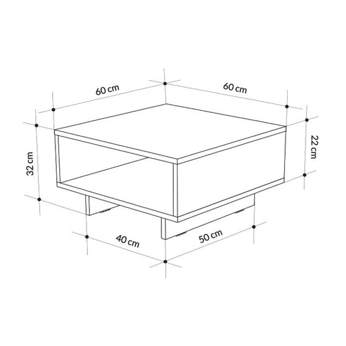 Τραπεζάκι σαλονιού Hola χρώμα ανθρακί 60x60x32εκ.