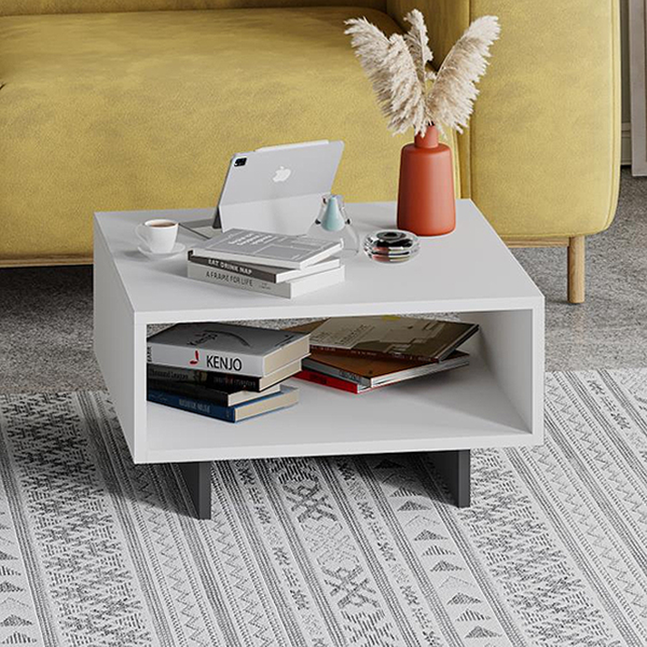 Τραπεζάκι σαλονιού Hola χρώμα λευκό - ανθρακί 60x60x32εκ.