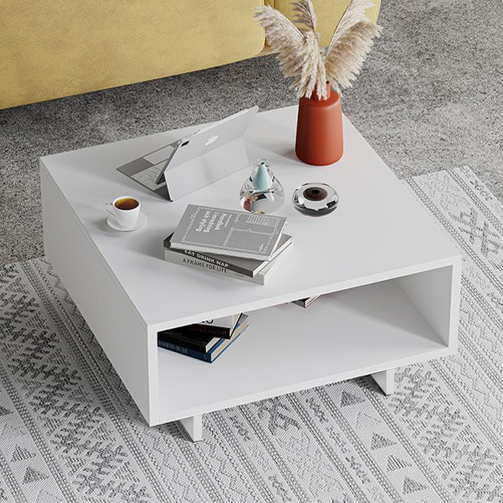 Τραπεζάκι σαλονιού Hola χρώμα λευκό 60x60x32εκ.