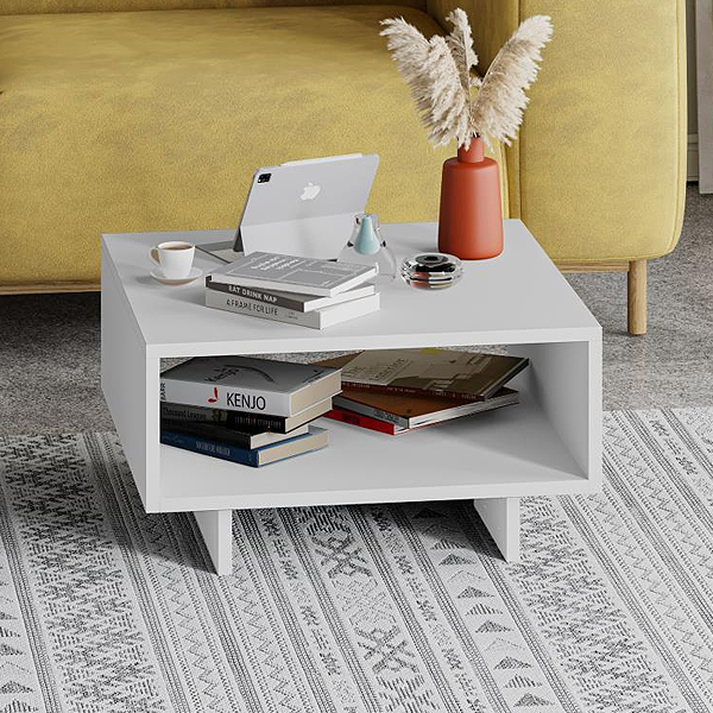 Τραπεζάκι σαλονιού Hola χρώμα λευκό 60x60x32εκ.