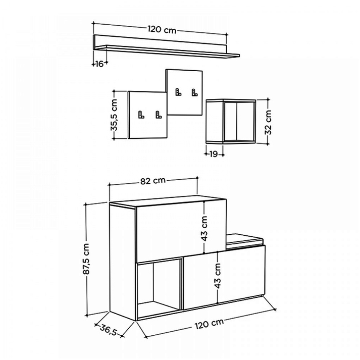 Έπιπλο εισόδου - παπουτσοθήκη Holdon φυσικό οξιάς/ανθρακί 120x36,5x87,5εκ.