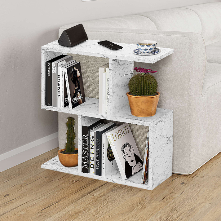 Βοηθητικό τραπεζάκι Homemania χρώμα λευκό εφέ μαρμάρου 60x20x60εκ.