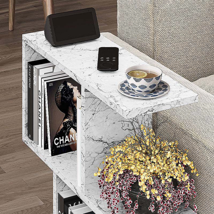 Βοηθητικό τραπεζάκι Homemania χρώμα λευκό εφέ μαρμάρου 60x20x60εκ.