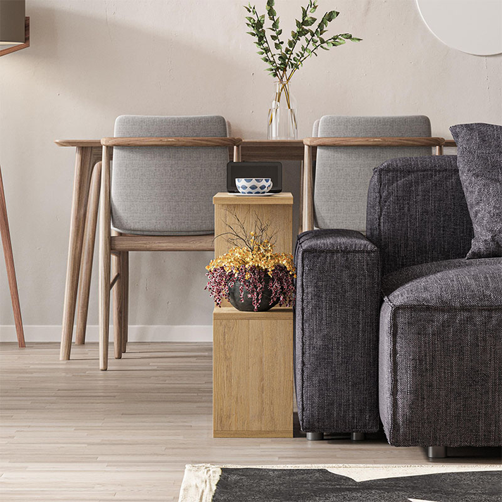 Βοηθητικό τραπεζάκι Homemania χρώμα φυσικό οξιάς 60x20x60εκ.