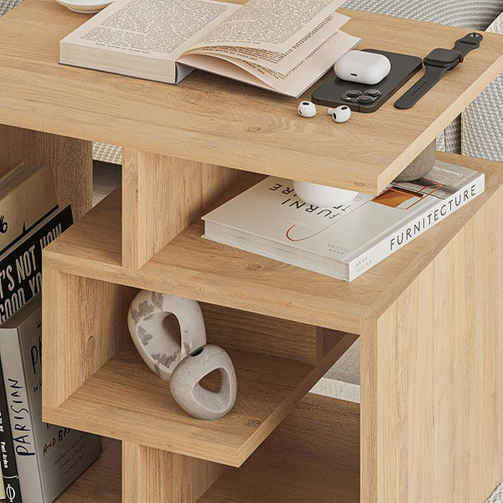 Βοηθητικό τραπεζάκι Labirent χρώμα φυσικό οξιάς 54x40x45εκ.