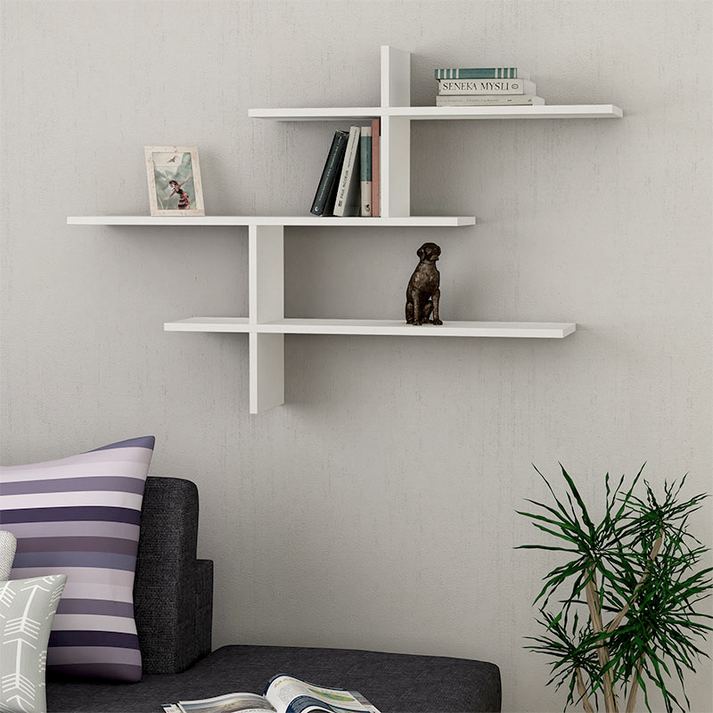 Ραφιέρα τοίχου Leo χρώμα λευκό 123x22x80εκ.