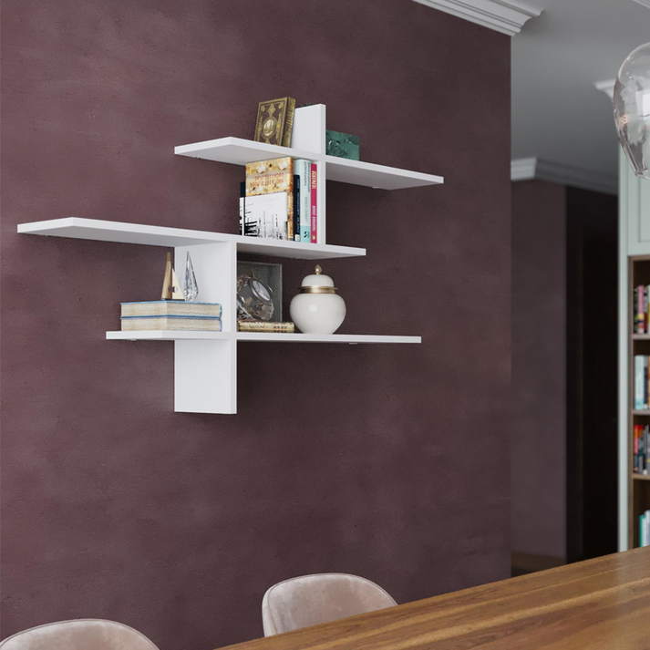 Ραφιέρα τοίχου Leo χρώμα λευκό 123x22x80εκ.