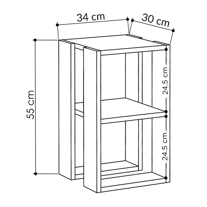 Κομοδίνο - τραπεζάκι βοηθητικό Lonie χρώμα ανθρακί 34x30x55εκ.