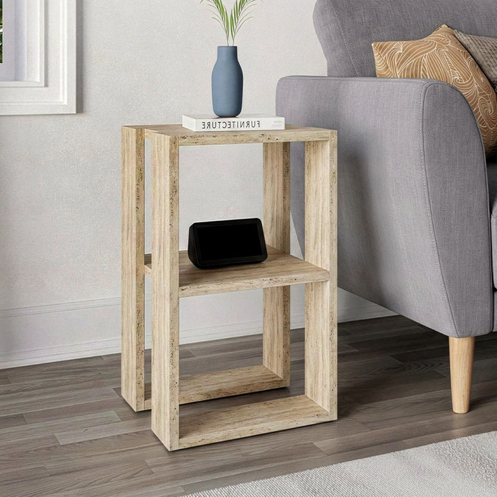 Κομοδίνο - Τραπεζάκι βοηθητικό Lonie χρώμα travertine 34x30x55εκ.