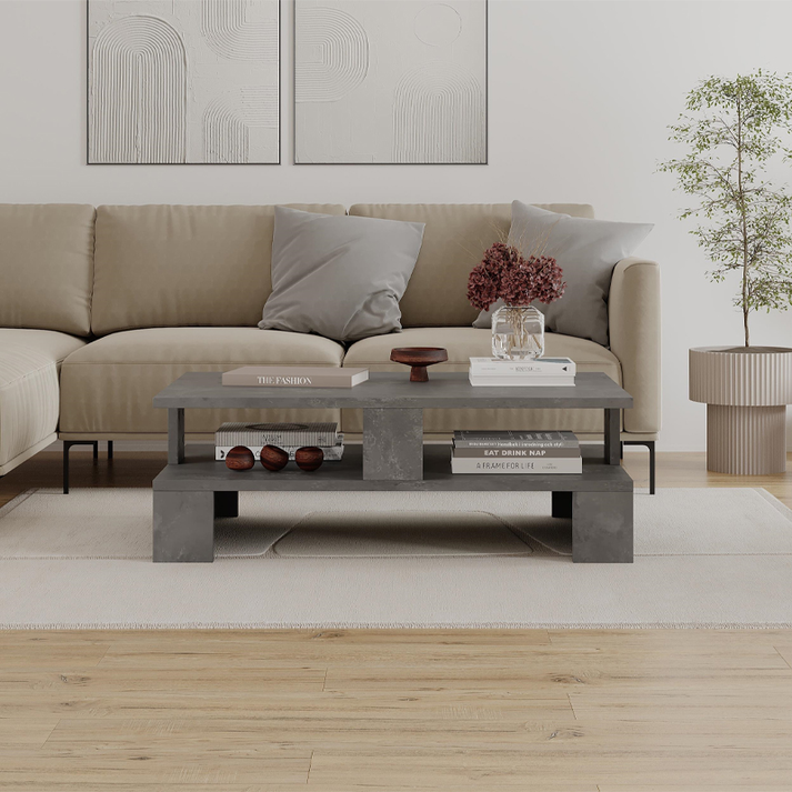 Τραπεζάκι σαλονιού Mansu χρώμα γκρι ρετρό 80x50x27εκ.