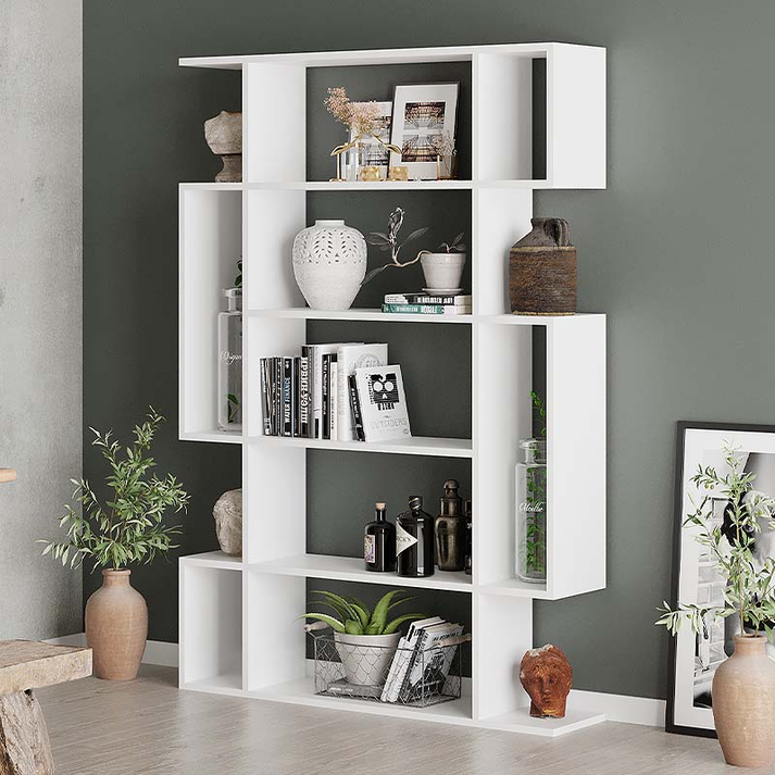 Βιβλιοθήκη Mito χρώμα λευκό 108x25x161εκ.