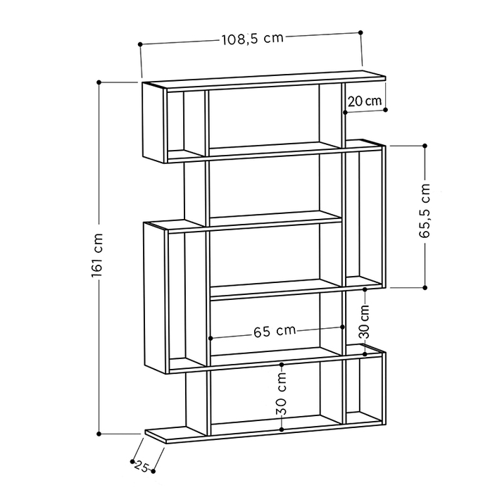 Βιβλιοθήκη Mito χρώμα λευκό 108x25x161εκ.
