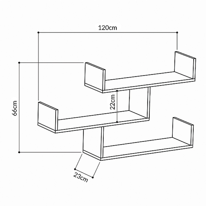 Ραφιέρα τοίχου Tibet χρώμα φυσικό οξιάς 119x22x66εκ.