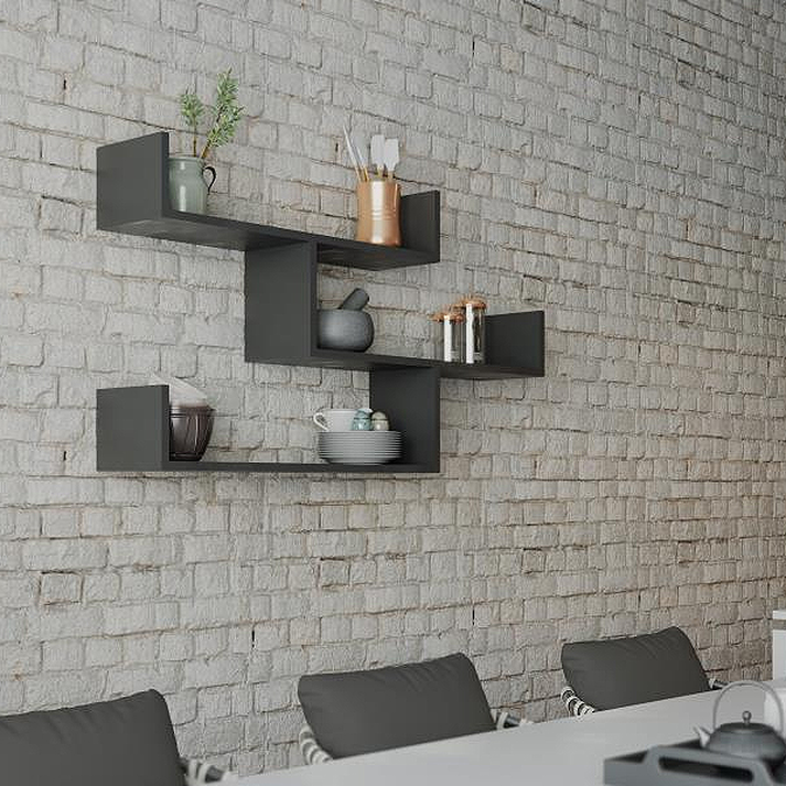 Ραφιέρα τοίχου Tibet χρώμα ανθρακί 119x22x66εκ.