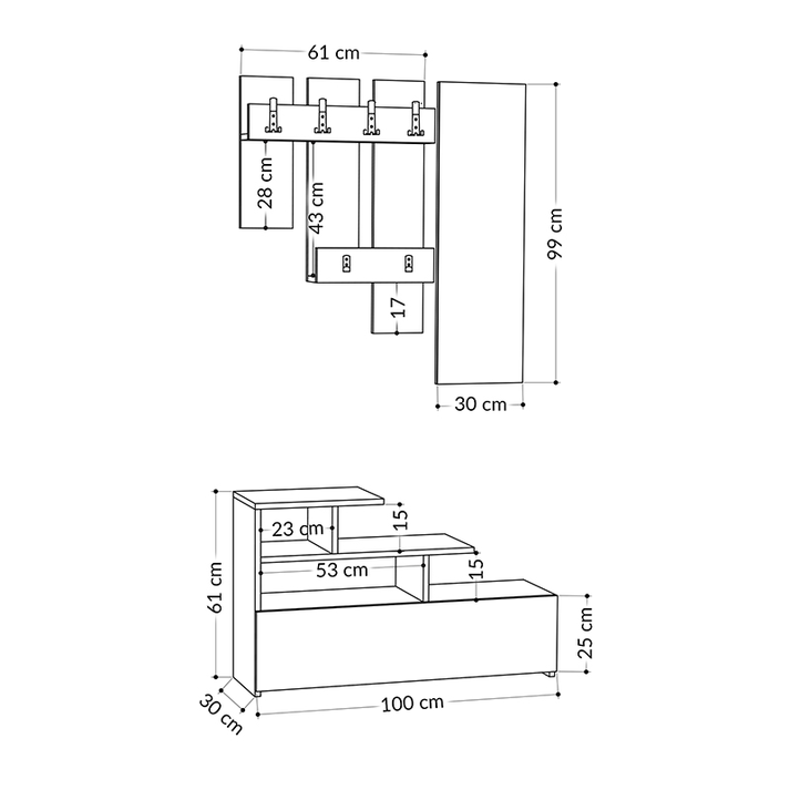Έπιπλο εισόδου Vesty χρώμα γκρι ρετρό 100x30x61εκ.