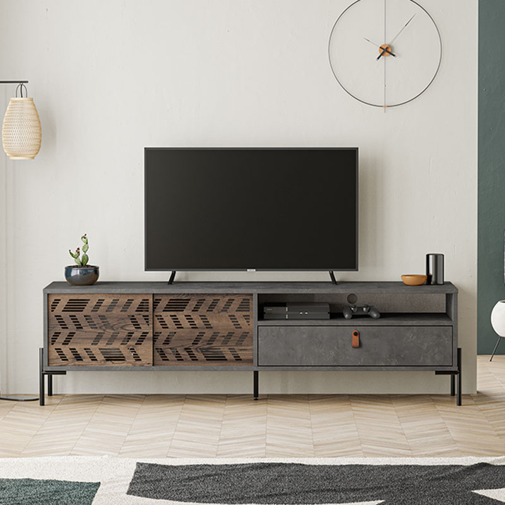 Έπιπλο τηλεόρασης Dionysos χρώμα γκρι ρετρό 170x45x48,6εκ.