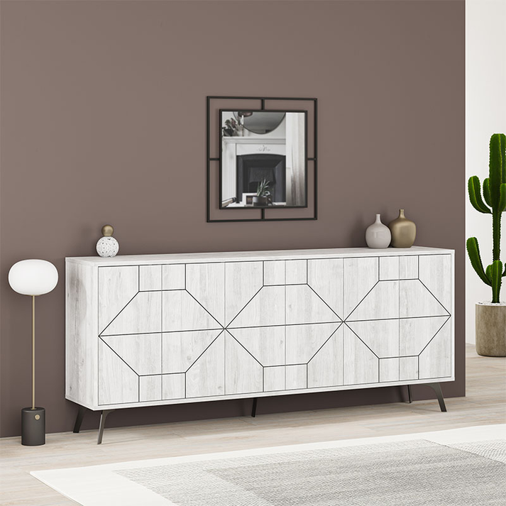 Μπουφές Dune χρώμα λευκό αντικέ 184x35x77,4εκ.