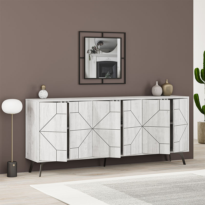 Μπουφές Dune χρώμα λευκό αντικέ 184x35x77,4εκ.