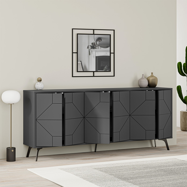 Μπουφές Dune χρώμα ανθρακί 184x35x77,4εκ.