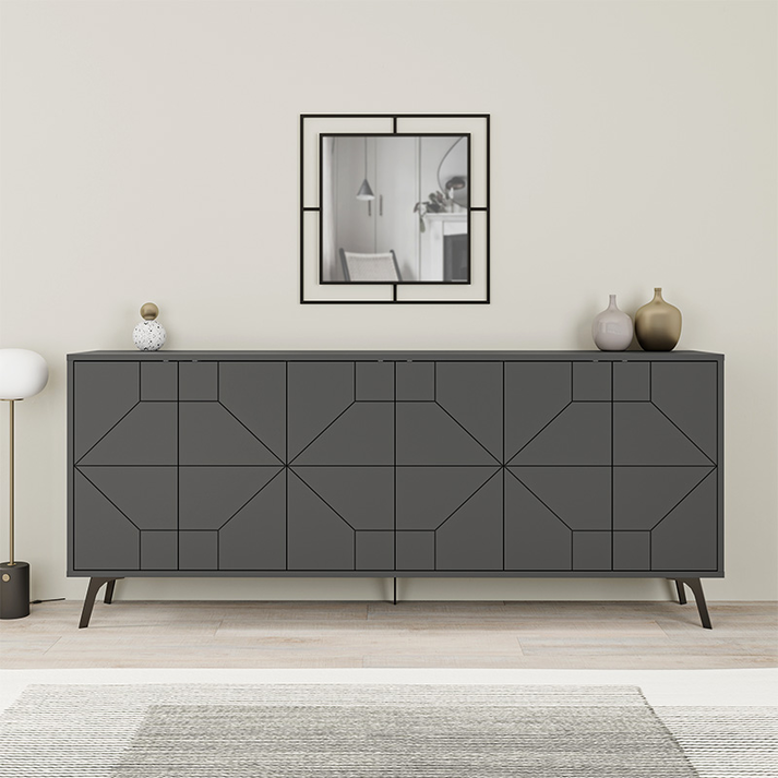Μπουφές Dune χρώμα ανθρακί 184x35x77,4εκ.