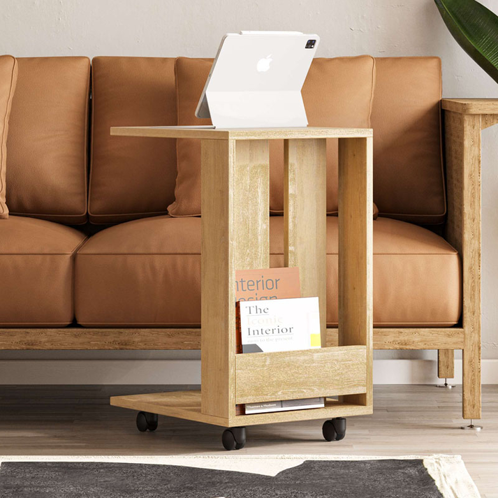 Τραπεζάκι βοηθητικό Edi χρώμα φυσικό οξιάς 37x45x60εκ.