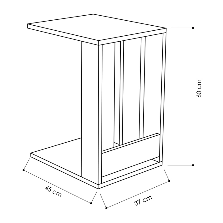 Τραπεζάκι βοηθητικό Edi χρώμα φυσικό οξιάς 37x45x60εκ.